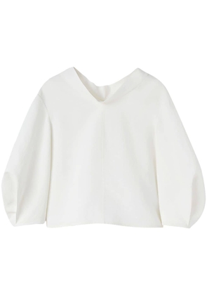 Jil Sander draped-neck linen blouse - White
