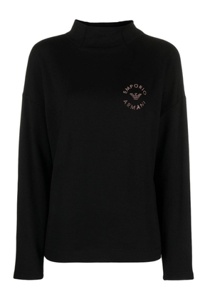 Emporio Armani logo-studded loungewear sweatshirt - Black