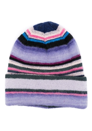 Missoni stripe-pattern knitted beanie - Purple