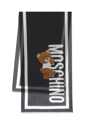 Moschino Teddy Bear-print cotton-blend scarf - Black