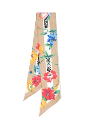 Moschino floral-print silk scarf - Neutrals