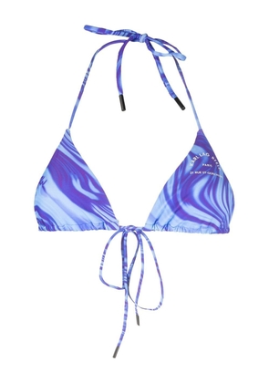 Karl Lagerfeld abstract-print string bikini top - Blue