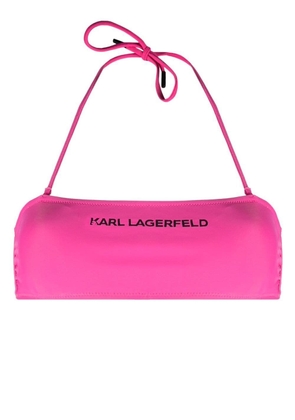 Karl Lagerfeld logo-print bandeau bikini top - Pink