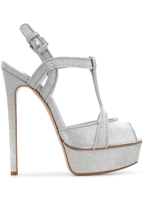 Casadei sparkle detail wedge sandals - Silver