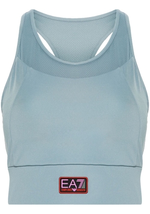 Ea7 Emporio Armani rubberised-logo sports bra - Blue