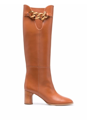 Casadei chain-detail leather boots - Neutrals