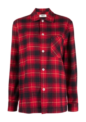 TEKLA checked flannel pyjama shirt - Red