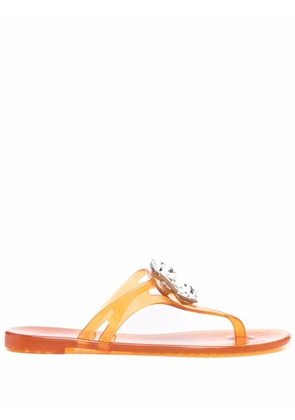Casadei Jelly crystal-embellished sandals - Orange