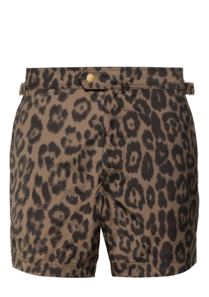 TOM FORD cheetah-print swim shorts - Brown