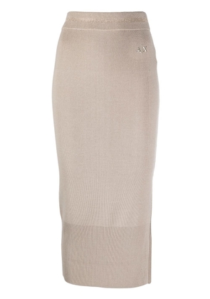 Armani Exchange knitted virgin-wool pencil skirt - Neutrals