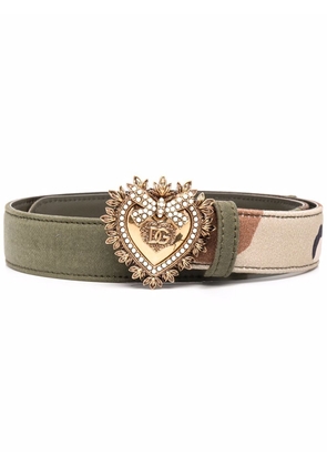 Dolce & Gabbana camouflage-print heart-motif belt - Green