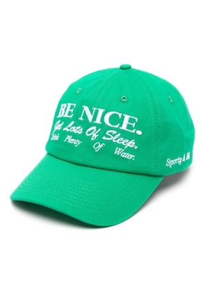 Sporty & Rich Be Nice-embroidered cotton cap - Green