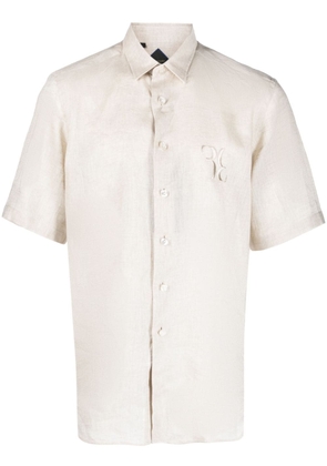 Billionaire logo-embroidered linen shirt - Neutrals