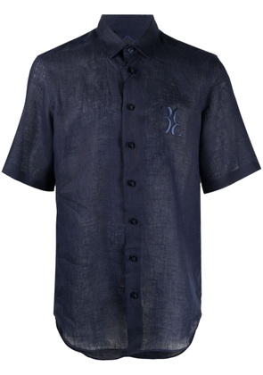 Billionaire logo-embroidered linen shirt - Blue