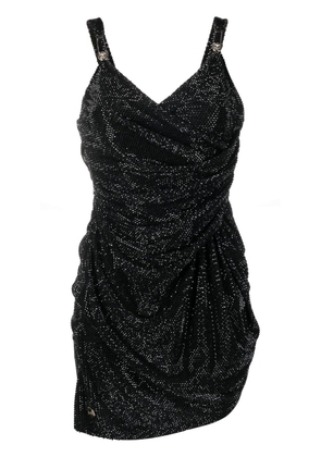 Philipp Plein crystal-embellished draped mini dress - Black
