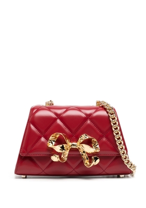 Self-Portrait bow-detail quilted leather shoulder bag - Red