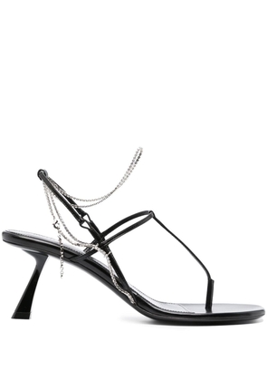 KHAITE Linden 65mm crystal-chain sandals - Black