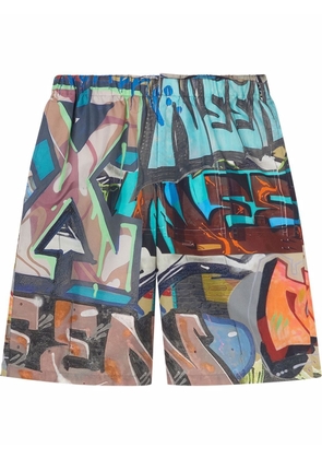 Off-White graffiti-print elasticated bermuda shorts - Multicolour