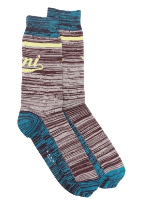 Marni intarsia-logo striped socks - Red
