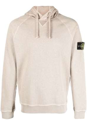 Stone Island logo-patch drawstring pullover hoodie - Neutrals