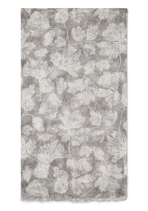 Brunello Cucinelli floral-print linen scarf - Neutrals