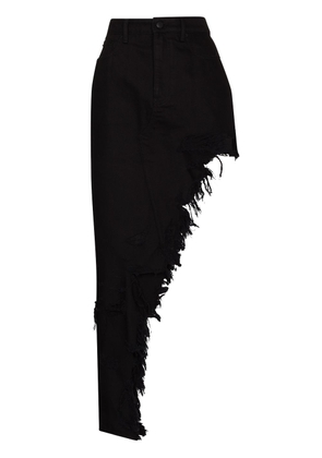 Alexander Wang distressed-effect asymmetric denim skirt - Black