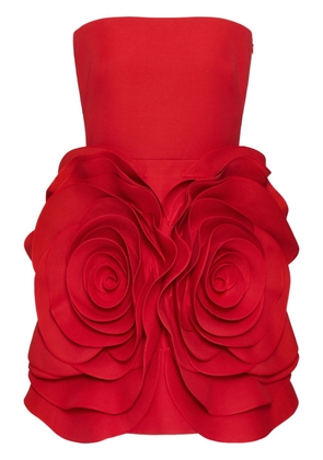 Valentino Garavani rose-appliqué strapless minidress - Red