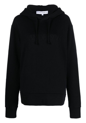 JW Anderson logo-embroidered cotton hoodie - Black