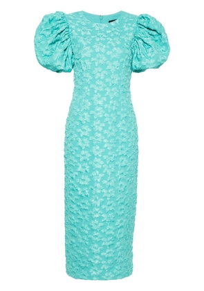 ROTATE 3D jacquard puff-sleeve dress - Blue