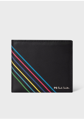 Ps Paul Smith Black Leather 'Sports Stripe' Billfold Wallet
