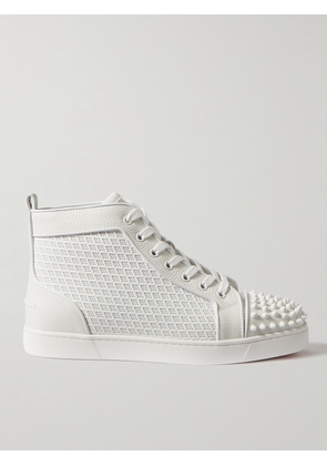 Christian Louboutin - Lou Spikes Orlato Studded Leather and Mesh High-Top Sneakers - Men - White - EU 40