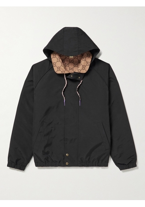 Gucci - Reversible Monogrammed Shell Hooded Jacket - Men - Black - IT 46