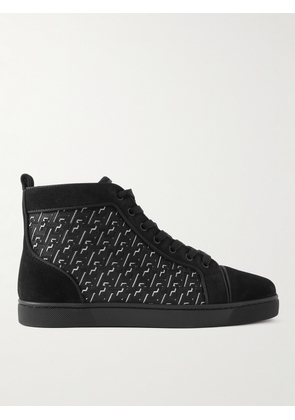 Christian Louboutin - Louis Orlato Rubber-Trimmed Coated-Canvas and Suede High-Top Sneakers - Men - Black - EU 40