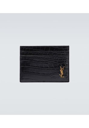 Saint Laurent Croc-effect leather card holder