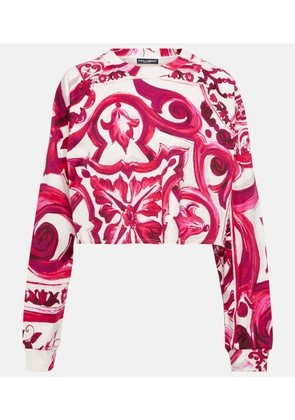 Dolce&Gabbana Majolica cropped cotton jersey sweatshirt