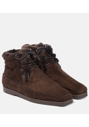 Toteme Suede and faux shearling ankle boots
