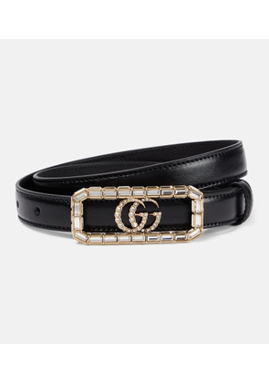 Gucci Double G crystal-embellished leather belt