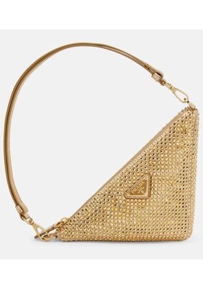 Prada Triangle Mini embellished satin shoulder bag