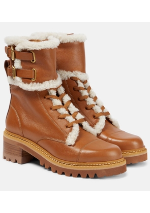See By Chloé Mallory shearling-trimmed leather ankle boots