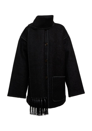 TOTEME + NET SUSTAIN draped fringed wool-blend jacket