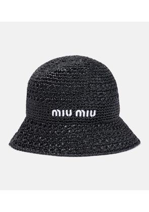 Miu Miu Logo raffia-effect bucket hat