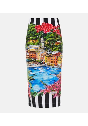 Dolce&Gabbana Portofino printed jersey midi skirt