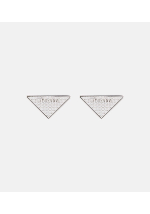 Prada Logo embellished silver earrings