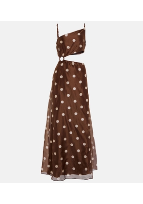 SIR Vivi polka-dot cotton and silk maxi dress