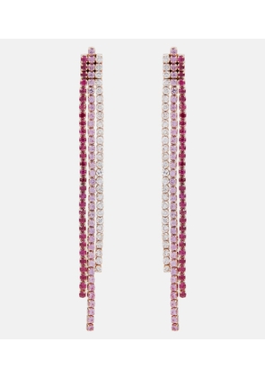 Shay Jewelry Triple Thread 18kt rose gold drop earrings with rubies, pink sapphires, and diamonds