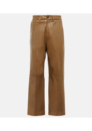 Polo Ralph Lauren High-rise wide-leg leather pants