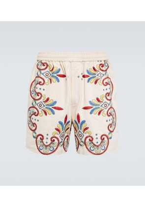 Bode Carnival embroidered cotton shorts