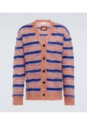 Marni Striped brushed mohair-blend cardigan
