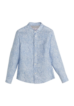 Brunello Cucinelli Kids Linen-Cotton Paisley Print Shirt (4-12+ Years)