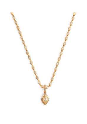 Shay Yellow Gold And Diamond Halo Marquise Pendant Necklace